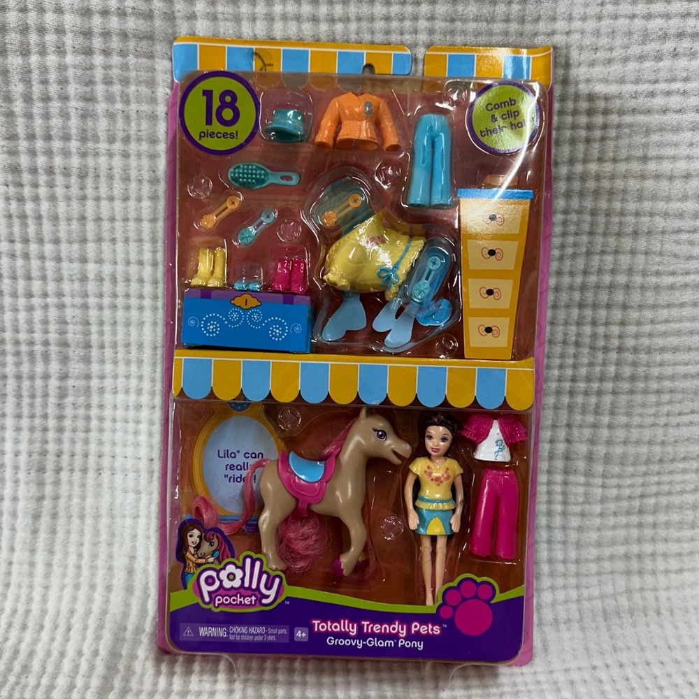 Polly Pocket 2006 Totally Trendy Pets Groovy-Glam Pony Lila New/Sealed